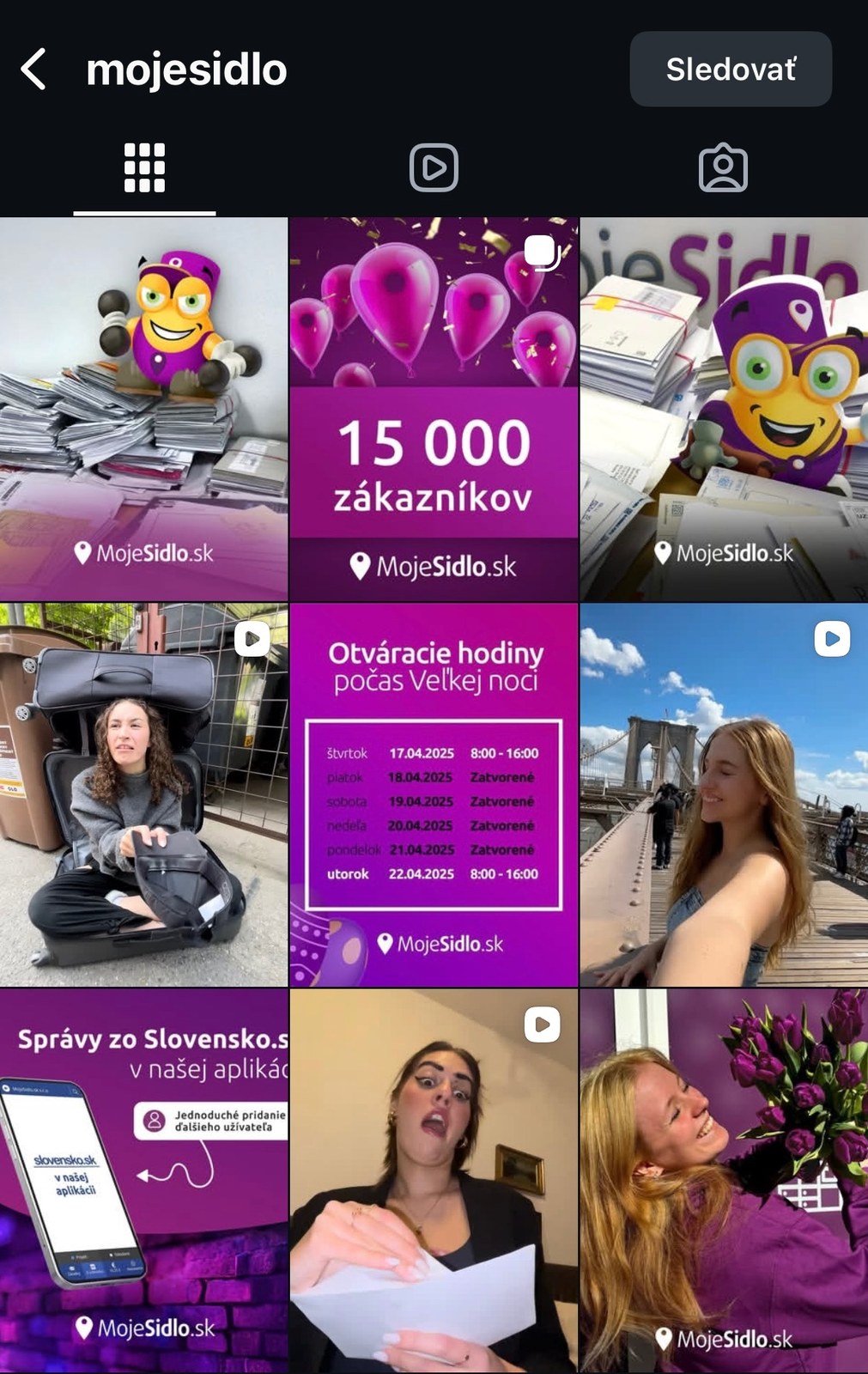 Príspevky v profile značky